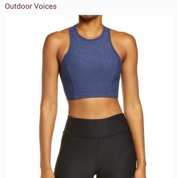 Outdoor Voices Athena Crop Top Halter Back Size Medium Blue - Picture 9 of 10